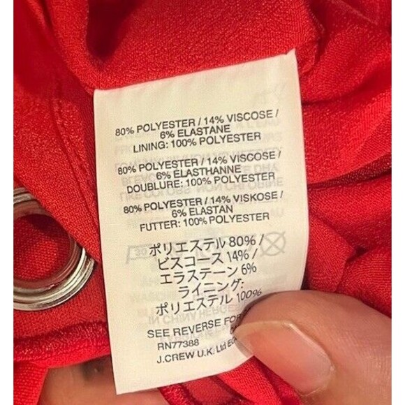 J Crew Cranberry Red Scalloped Hem Sleeveless Mini Shift Dress Size 2 - Picture 7 of 10